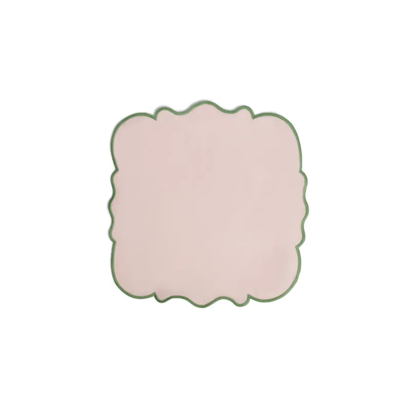 SMERLO SET 4 TOVAGLIOLI ROSA 45X45 BORDO VERDE Economico