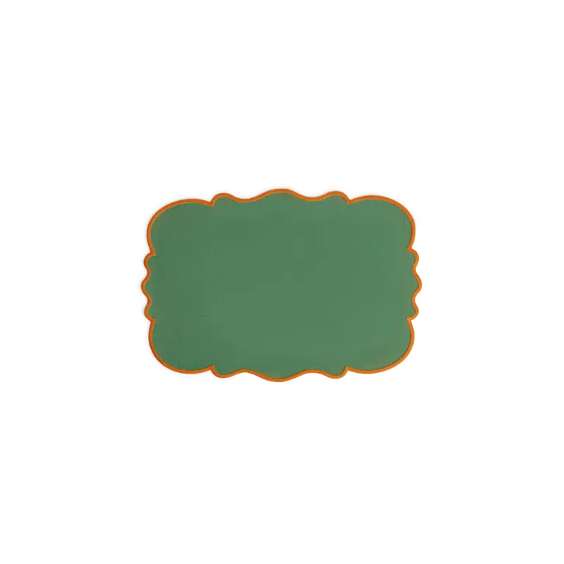 SMERLO SET 2 TOVAGLIETTE VERDE 33X48 BORDO ARANCIO Offerta Lampo