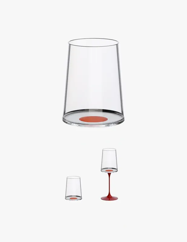 Trebonn Bicchiere in vetro spaccato 28Cl rosso senza Stelo Set 2 Pz Di Tendenza