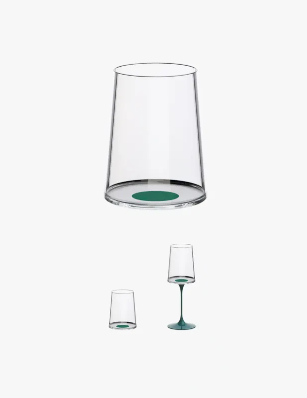 Spedito Oggi Trebonn Bicchiere in vetro spaccato 28Cl verde senza Stelo Set 2 Pz