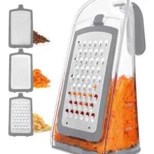 Pagamento Sicuro Grattugia Amicasa TF848A 3 lame inox con contenitore Trasparente e Gri