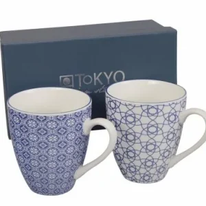 Compra Oggi Stesso Tokyo Design Studio - Set 2 Mug Nippon Blue Flower & Stripe 8307