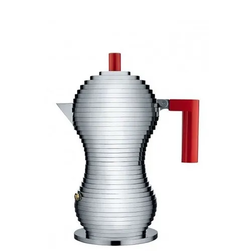 Alessi - Caffettiera espresso - induzione 3 tazze Alluminio/Rosso Pulcina MDL02/3RFM Nuovo Arrivo