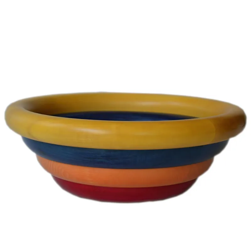 Insalatiera Fruttiera Arena Multicolor Diametro 34xh 12 cm con legno di ontano , ogni anello lavorato e tornito singolarmente a mano colore legno multicolor giallo Manzoni Pietro Ordina Subito