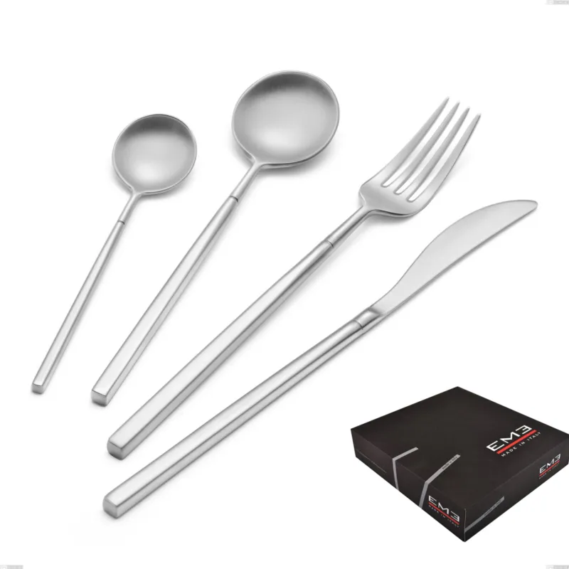 Offerta Del Giorno Confezione regalo 49 pezzi Kyoto Sabbiato, Acciaio inox (Aisi 304) inox sabbiato Eme Posaterie