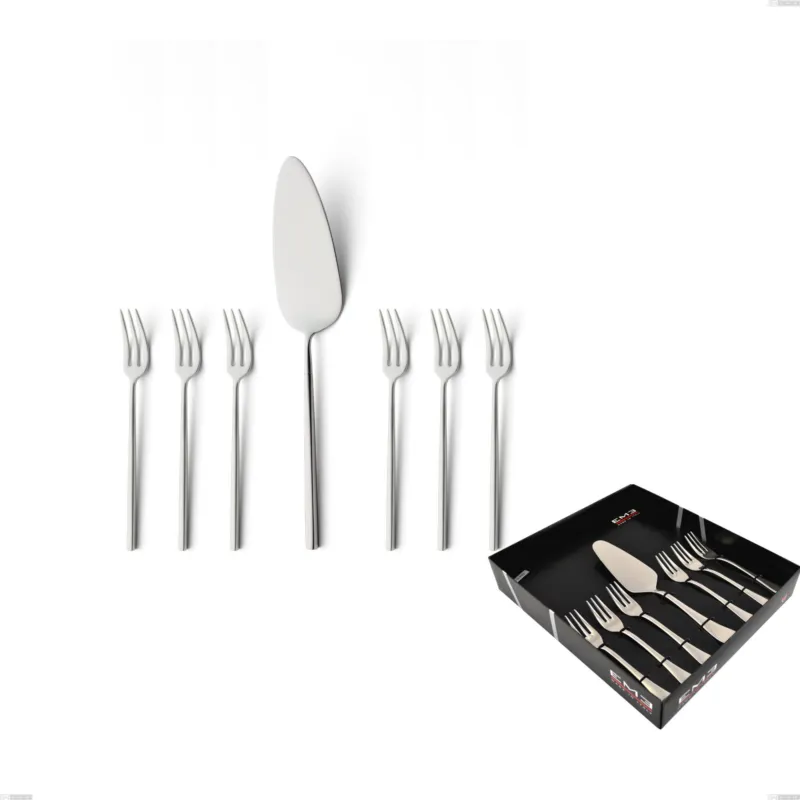 Confezione vetrina 7 pezzi dolce Kyoto Sabbiato, Acciaio inox (Aisi 304) inox sabbiato Eme Posaterie Offerta Limitata