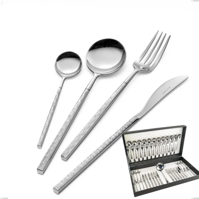 Must-Have Astuccio 49 pezzi Kyoto Origami, Acciaio inox (Aisi 304) inox lucido Eme Posaterie