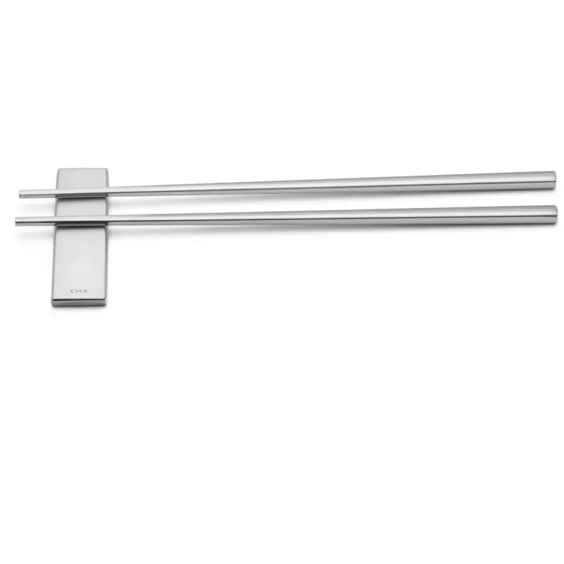 Poggia Posate supporto per set SUSHI in acciaio 18.10 dimensioni 75x25 h 10 mm accoglie accoglie Coppia Chopstick finitura inox Sabbiata Eme Posaterie Ultima Occasione