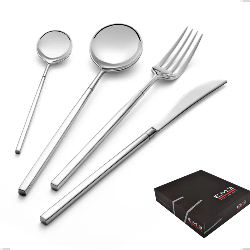 Non Perdere Set di posate 75 pezzi kyoto in confezione regalo, Acciaio inox (Aisi 304) inox lucido Eme Posaterie