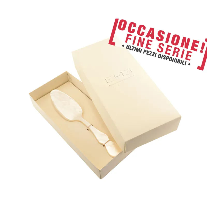 Confezione vetrina pala torta modello CHIC PERLATO BIANCO manicatura perlata bianco Eme Posaterie Offerta Lampo