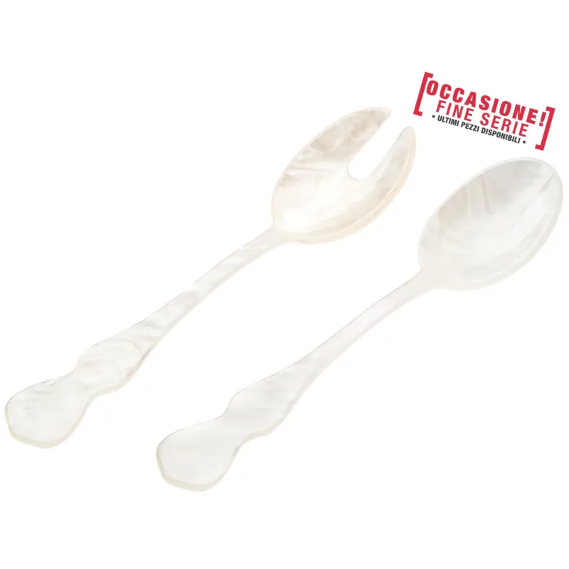 Prezzo Basso Seti insalata Sfuse set 2 pezzi insalata modello CHIC PERLATO BIANCO manicatura perlata bianco Eme Posaterie