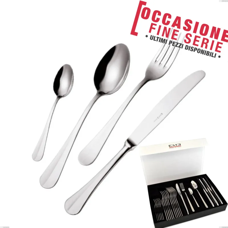 Prezzo Scontato Confezione panoramica a libro 24 pezzi Royal, acciaio 18-10 lucido, spessore 3 mm finitura inox lucido Eme Posaterie