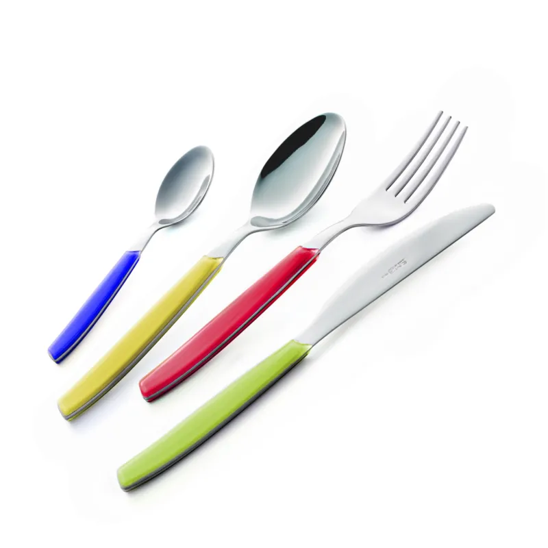 Servizio Posate Posto tavola 4 Pezzi CROMO in acciaio 18.C (AISI430) 6 Coltello 6 Forchetta 6 Cucchiaio 6 Cucchiaino caffè (Colore Misto 24 pezzi) Eme Posaterie Non Perdere