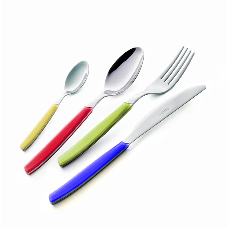 Servizio Posate Posto tavola 4 Pezzi CROMO in acciaio 18.C (AISI430) 6 Coltello 6 Forchetta 6 Cucchiaio 6 Cucchiaino caffè (Colore Misto 24 pezzi) Eme Posaterie Compra Oggi Stesso