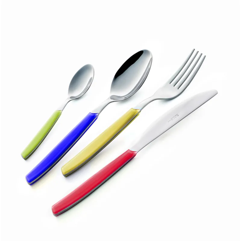 Must-Have Servizio Posate Posto tavola 4 Pezzi CROMO in acciaio 18.C (AISI430) 6 Coltello 6 Forchetta 6 Cucchiaio 6 Cucchiaino caffè (Colore Misto 24 pezzi) Eme Posaterie