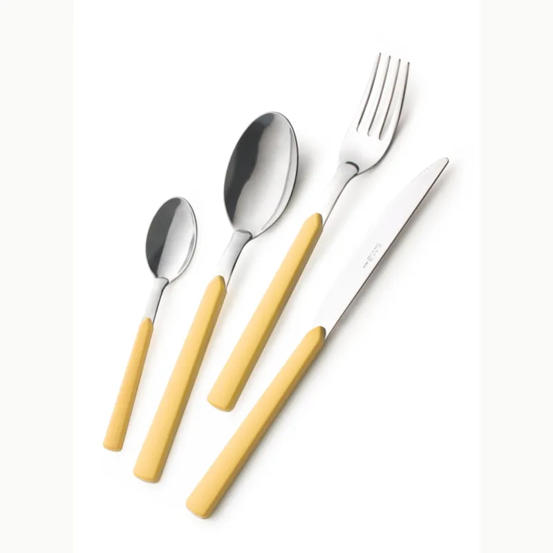 Compra Online Servizio Posate Colorate 16 pezzi FAST 4 Coltello 4 Forchetta 4 Cucchiaio 4 Cucchiaino caffè (4 posti tavola ) colore Giallo Eme Posaterie