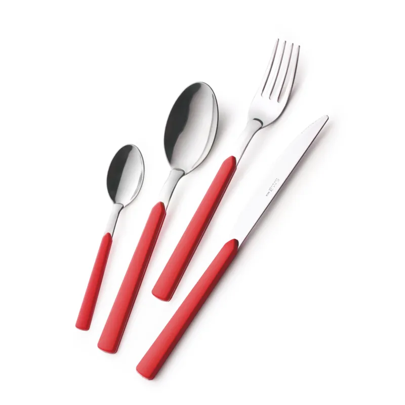 Non Perdere Servizio Posate Colorate 16 pezzi FAST 4 Coltello 4 Forchetta 4 Cucchiaio 4 Cucchiaino caffè (4 posti tavola ) colore rosso Eme Posaterie
