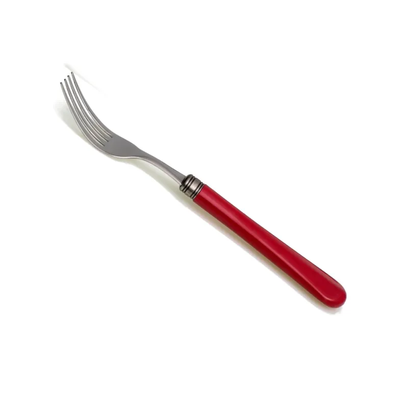 Forchetta da tavola Modello Giulietta Set di 6 Pezzi in acciaio 18.10 Lunghezza 21 cm manico in PBT lavabile in lavastoviglie Rosso Rivadossi Esclusivo