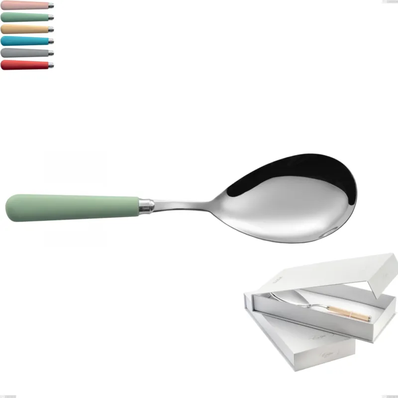 Confezione a libro 1 pezzo pala riso macarons, Acciaio inox 18.10 manici in acrilico inox lucido Eme Posaterie rosa cipria 692 Nuova Collezione