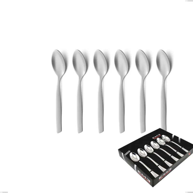 Soddisfatti O Rimborsati Confezione vetrina 6 pezzi caffè Shark Sabbiato, Acciaio 18/0 Acciaio Satinato, spessore 2 mm Eme Posaterie
