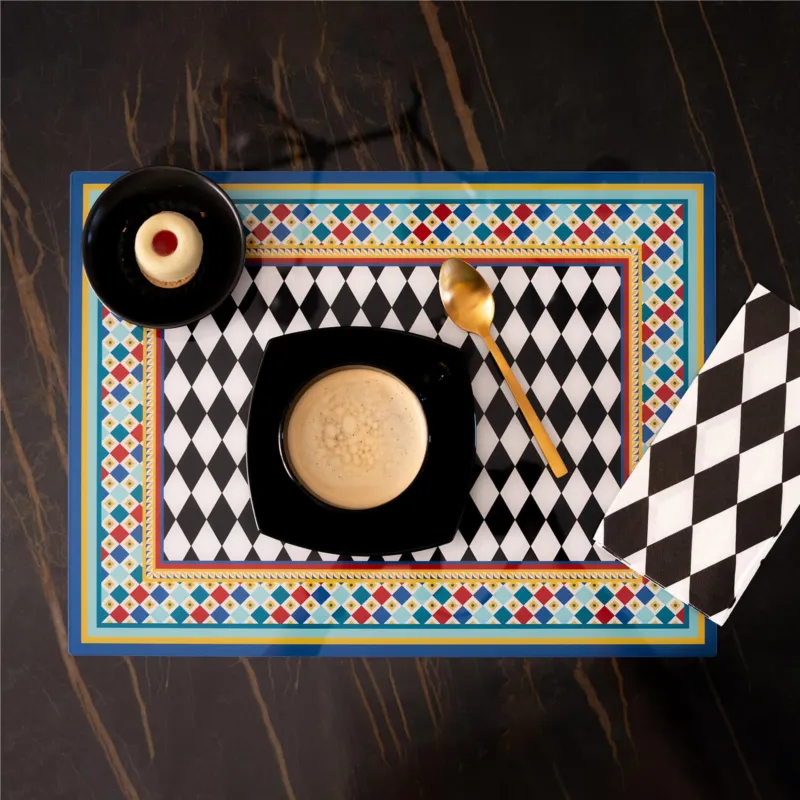 Tovaglietta da colazione rigida set 2 Pezzi in cristallo acrilico FOULARD DECOR 40x30 cristallo acrilico rigido stampato Vesta Offerta Limitata