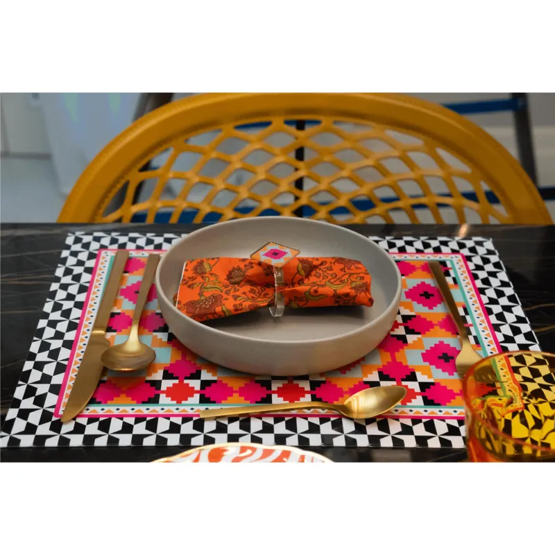 Tovaglietta da colazione rigida set 2 Pezzi in cristallo acrilico ETHNIC DECOR 40x30 cristallo acrilico rigido stampato Vesta Promozione