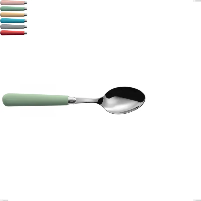 Cucchiaio da servizio macarons, Acciaio inox 18.10 lunghezza 234 mm manici in acrilico inox lucido Eme Posaterie rosa cipria 692 Occasione Imperdibile