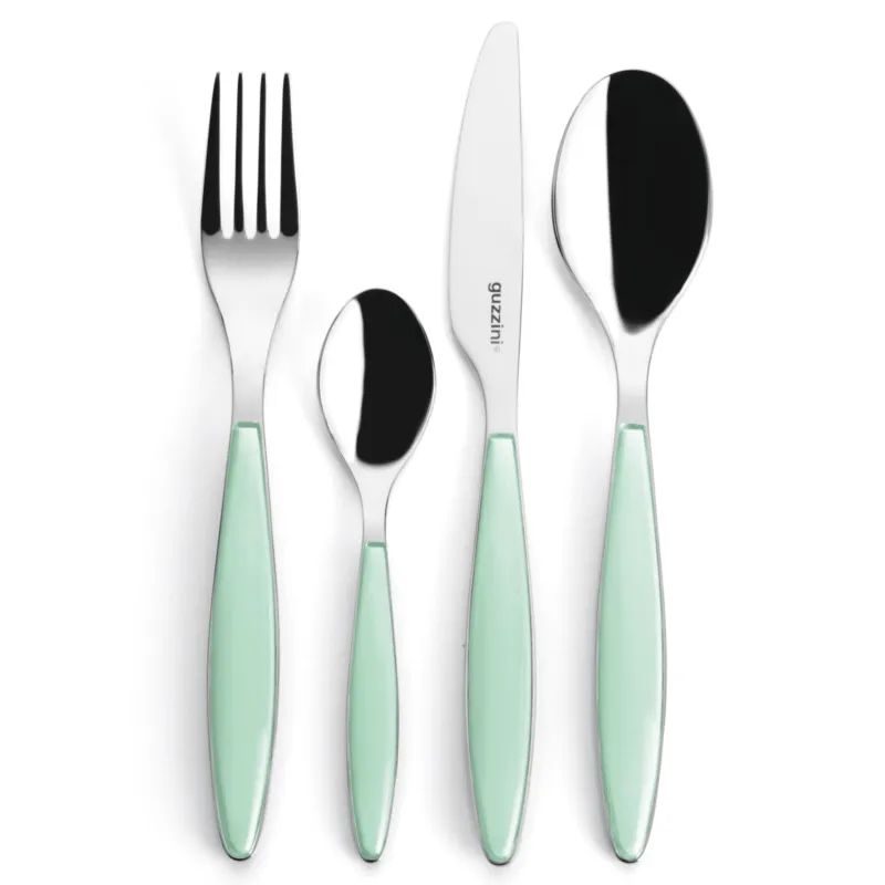 Posate Feeling 24 pezzi Colore Verde Acqua in acciaio inox 18/10 AISI 420 di Altissima qualità lavabili in lavastoviglie Guzzini Prezzo Scontato