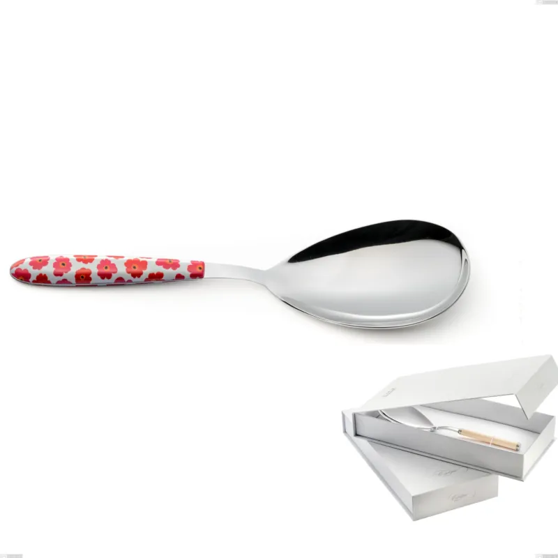 Affare Confezione a libro 1 pezzo pala riso Vero poppy, acciaio 18.0 nickel free, manicatura pbt sublimato acciaio lucido Eme Posaterie