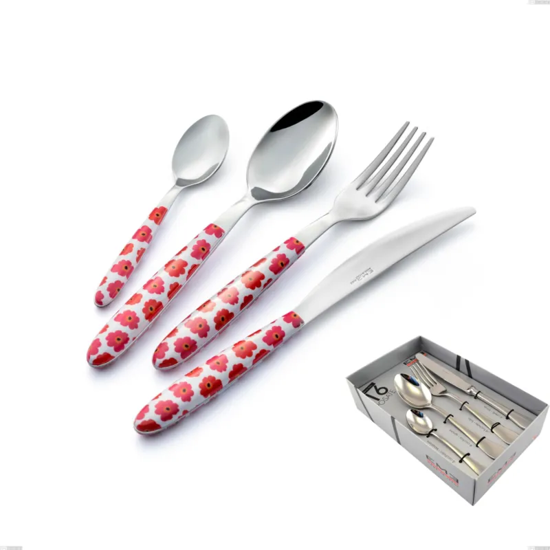 Compra Adesso Confezione vetrina 16 pezzi Vero poppy, acciaio 18.0 nickel free, manicatura pbt sublimato acciaio lucido Eme Posaterie