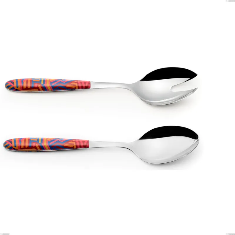 Bestseller Coppia insalata vero linear, acciaio 18.0 nickel free, manicatura pbt sublimato acciaio lucido, lunghezza 250 mm Eme Posaterie