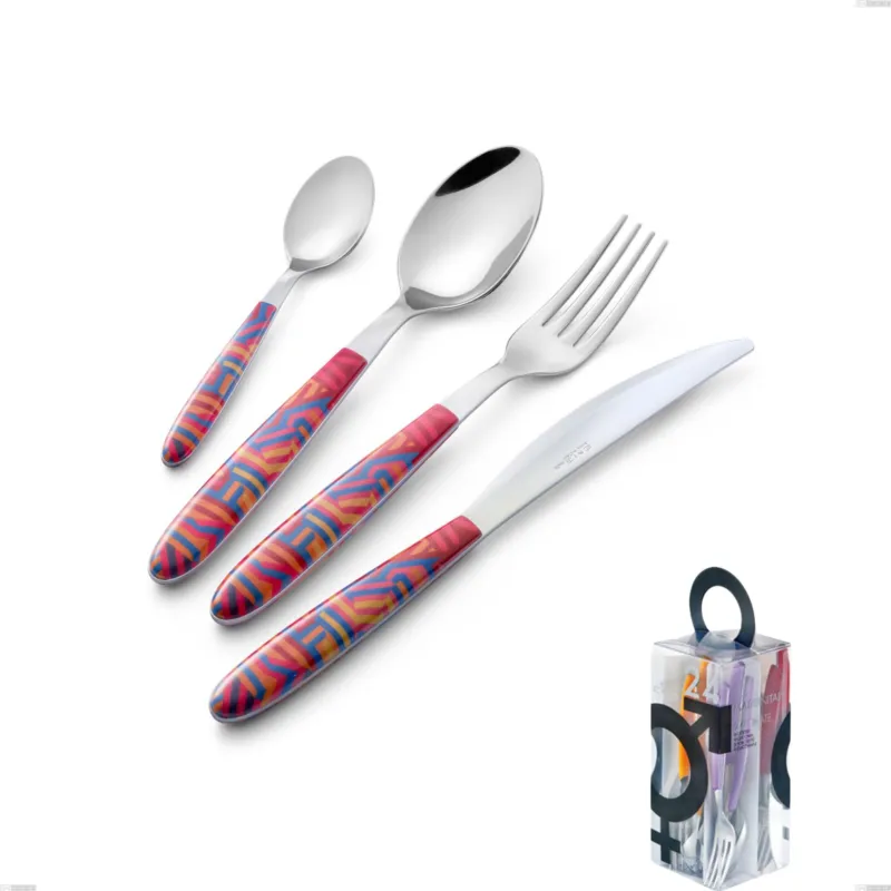 Ultime Pezzi Confezione You&Me 24 pezzi posate vero linear, acciaio 18.0 nickel free, manicatura pbt sublimato acciaio lucido Eme Posaterie