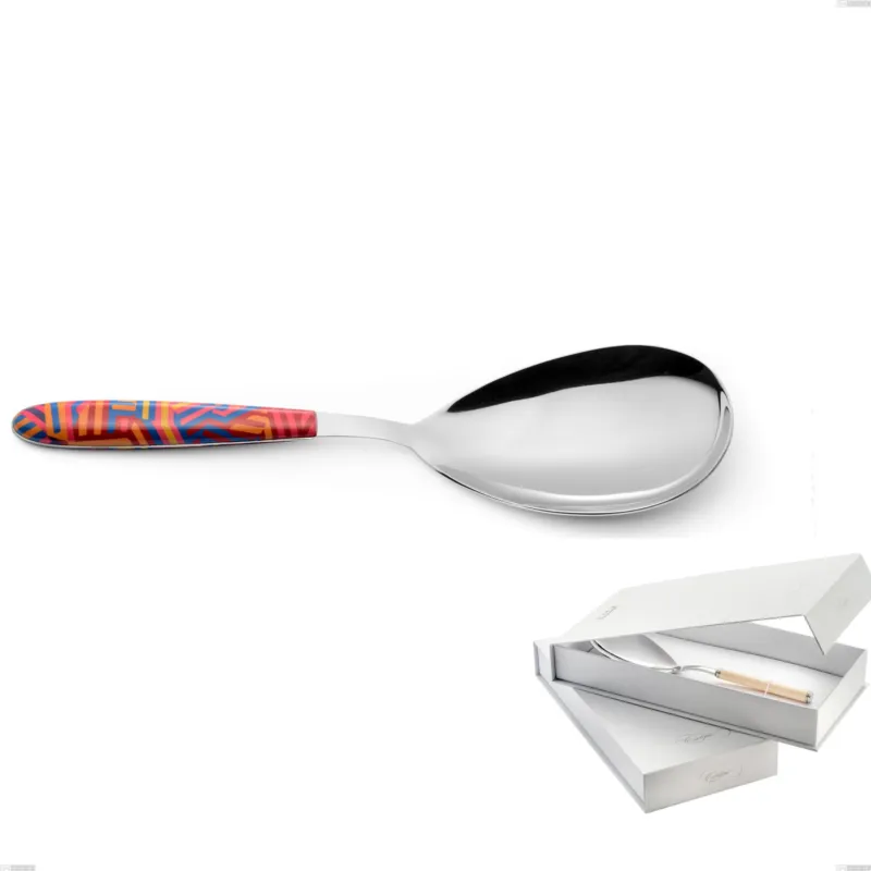 Ordina Subito Confezione a libro 1 pezzo pala riso vero linear, acciaio 18.0 nickel free, manicatura pbt sublimato acciaio lucido Eme Posaterie
