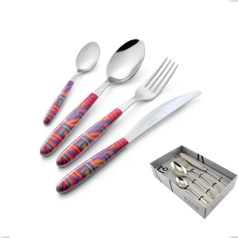 Promo Stagionale Confezione vetrina 16 pezzi vero linear, acciaio 18.0 nickel free, manicatura pbt sublimato acciaio lucido Eme Posaterie