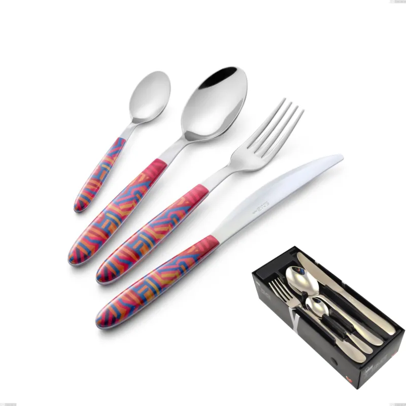 Compra Adesso Confezione salvaspazio 24 pezzi vero linear, acciaio 18.0 nickel free, manicatura pbt sublimato acciaio lucido Eme Posaterie