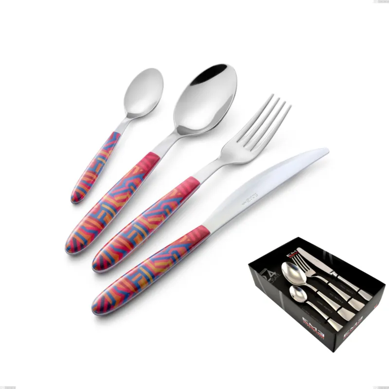 Compra Online Confezione vetrina 24 pezzi vero linear, acciaio 18.0 nickel free, manicatura pbt sublimato acciaio lucido Eme Posaterie