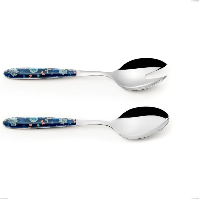 Coppia insalata vero garden, acciaio 18.0 nickel free, manicatura pbt sublimato acciaio lucido, lunghezza 250 mm Eme Posaterie A Buon Prezzo