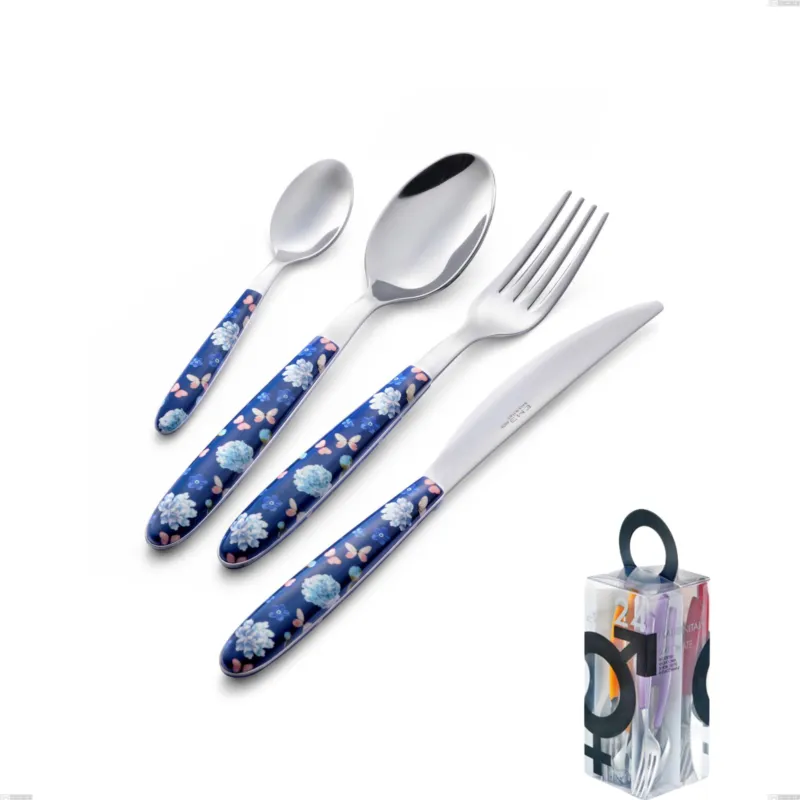 Spedizione Espresso Confezione You&Me 24 pezzi posate vero garden, acciaio 18.0 nickel free, manicatura pbt sublimato acciaio lucido Eme Posaterie