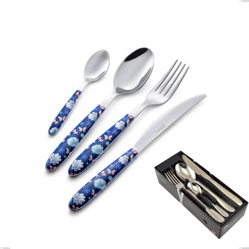 Confezione salvaspazio 24 pezzi vero garden, acciaio 18.0 nickel free, manicatura pbt sublimato acciaio lucido Eme Posaterie Esclusivo