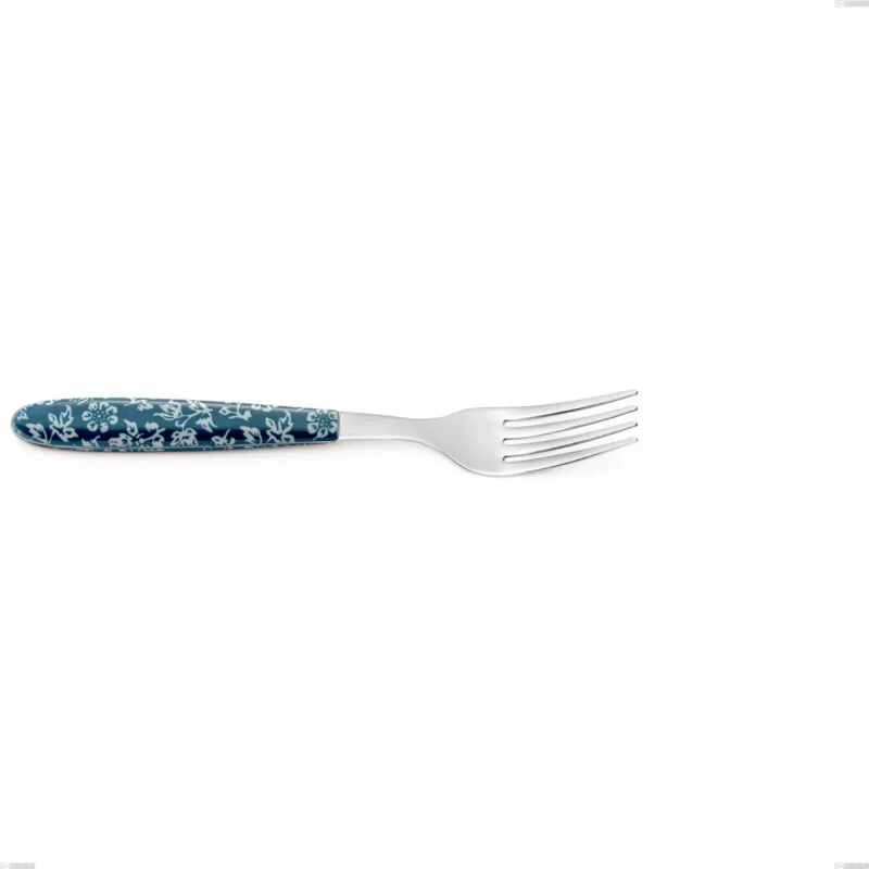 Forchetta tavola vero flowers, acciaio 18.0 nickel free, manicatura pbt sublimato acciaio lucido, lunghezza 205 mm Eme Posaterie Quantità Limitata