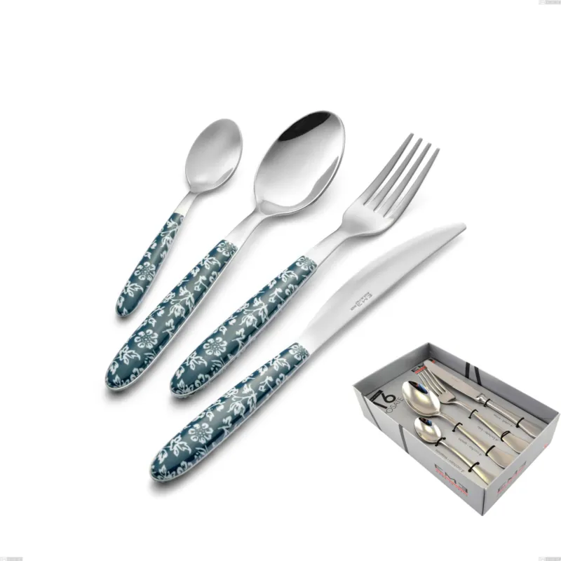 Prezzo Basso Confezione vetrina 16 pezzi vero flowers, acciaio 18.0 nickel free, manicatura pbt sublimato acciaio lucido Eme Posaterie