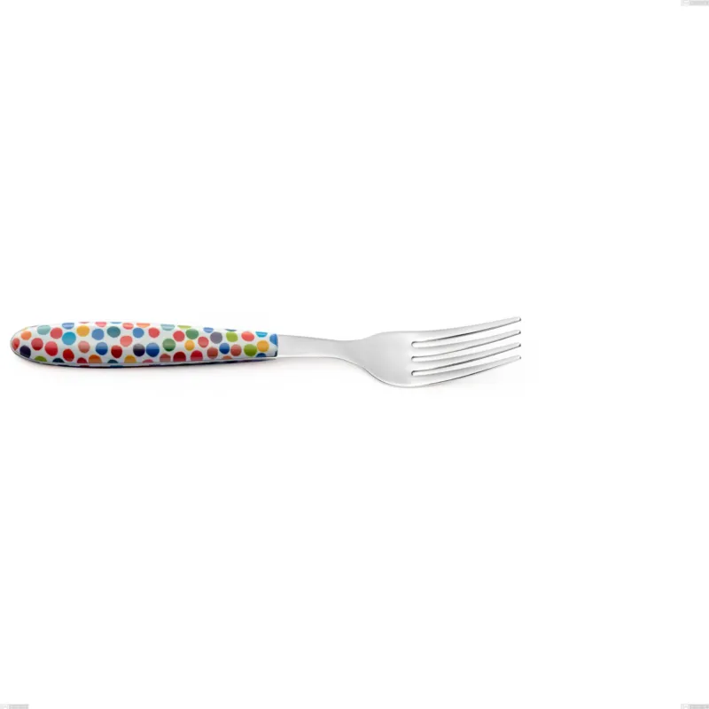 Saldi Forchetta tavola vero coriandoli, acciaio 18.0 nickel free, manicatura pbt sublimato acciaio lucido, lunghezza 205.00 mm Eme Posaterie