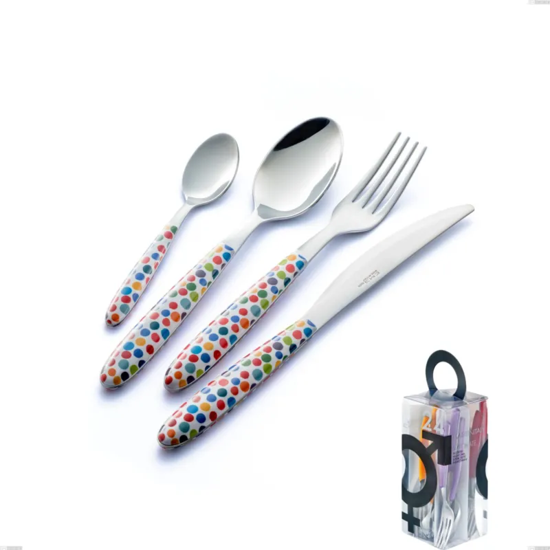 Scelto Dai Clienti Confezione You&Me 24 pezzi posate vero coriandoli, acciaio 18.0 nickel free, manicatura pbt sublimato acciaio lucido Eme Posaterie