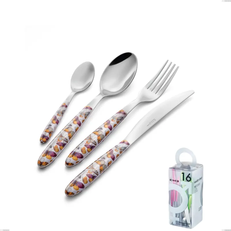 Confezione You&Me 16 pezzi vero butterfly, acciaio 18.0 nickel free, manicatura pbt sublimato acciaio lucido Eme Posaterie Offerta Speciale