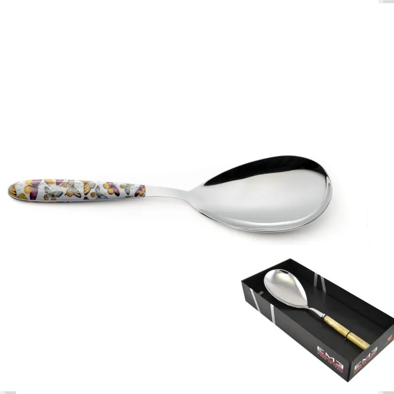 A Buon Prezzo Confezione vetrina 1 pezzo pala riso vero butterfly, acciaio 18.0 nickel free, manicatura pbt sublimato acciaio lucido Eme Posaterie