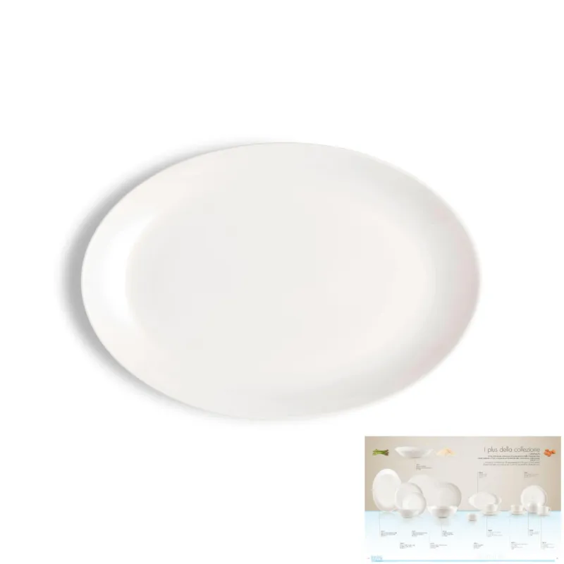 Prezzo Conveniente Piatto Ovale da portata in porcellana SKANDIA cm 38x24 cm Collezione Toscana lavabile in lavastoviglie porcellana Di Limoges Bianco Freddo Kaleidosmilano