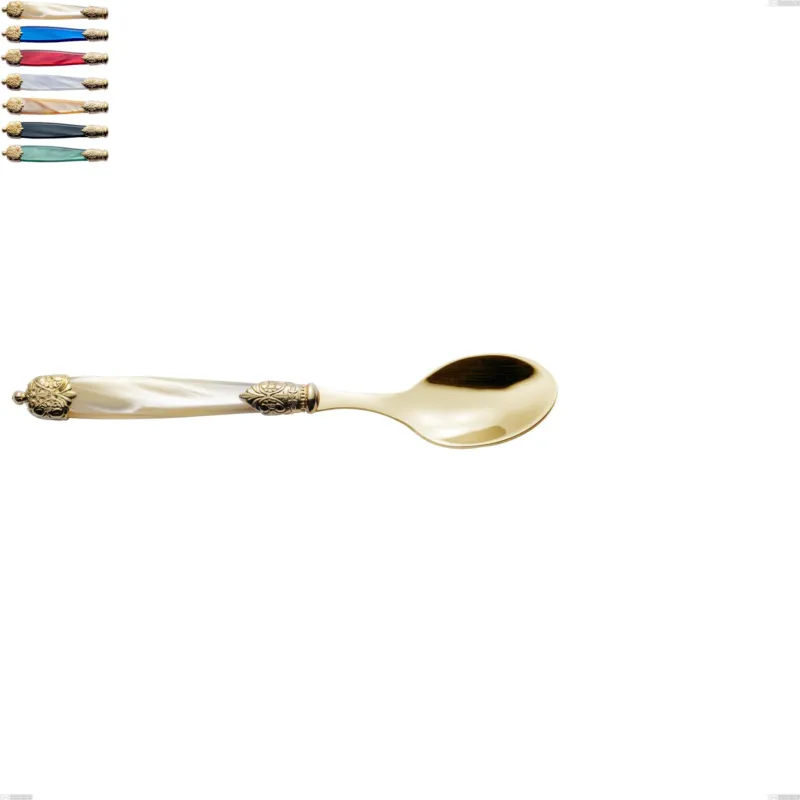 Prezzo Scontato Cucchiaino caffè Mirage Perlato Tin gold, acciaio 18.10 con finitura pvd dorata colorato, manici in metacrilato, lunghezza 152 mm Eme Posaterie avorio perlato 13