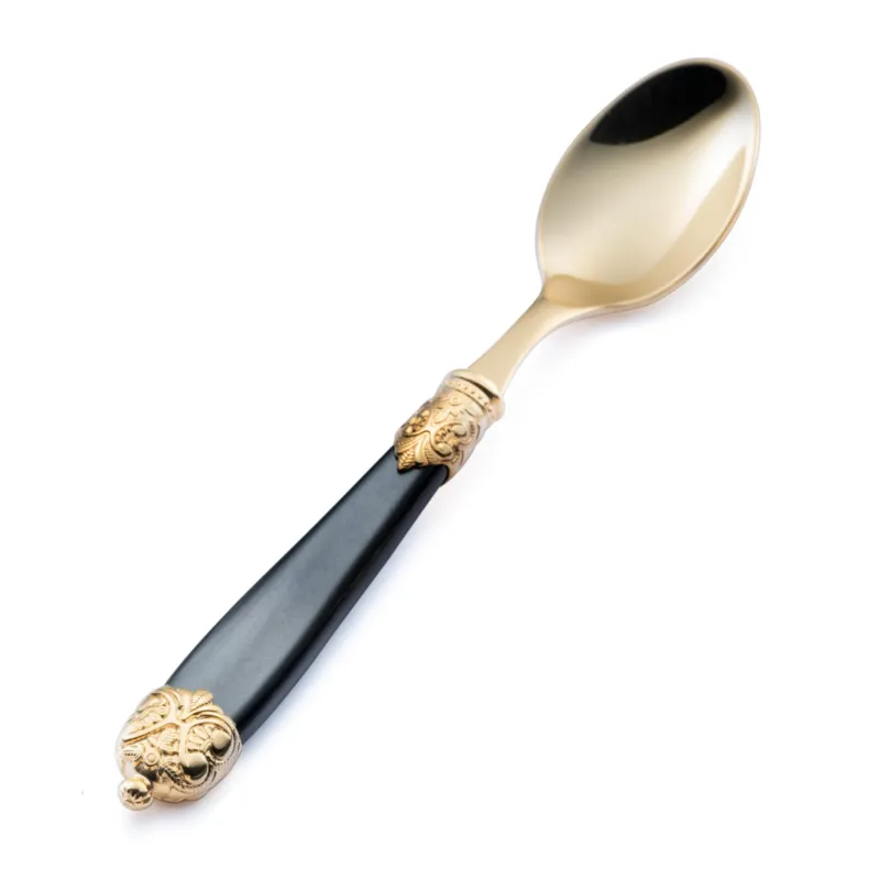 Cucchiaino da caffè Mirage in Ghiere oro Tin Gold 18.10 (AISI 304) manico perlato doppia ghiera lavabili in lavastoviglie Nero Perlato Eme Posaterie avorio perlato 13 Prezzo Conveniente