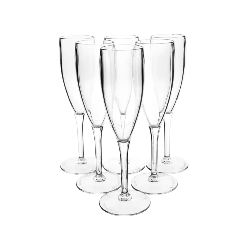 Calici Flut , Champagne in SAN colorato 6 colori LIKE WATER Ø6.5x19.5 cm lavabili e riutilizzabili Trasparente Vesta Prezzo Di Fabbrica