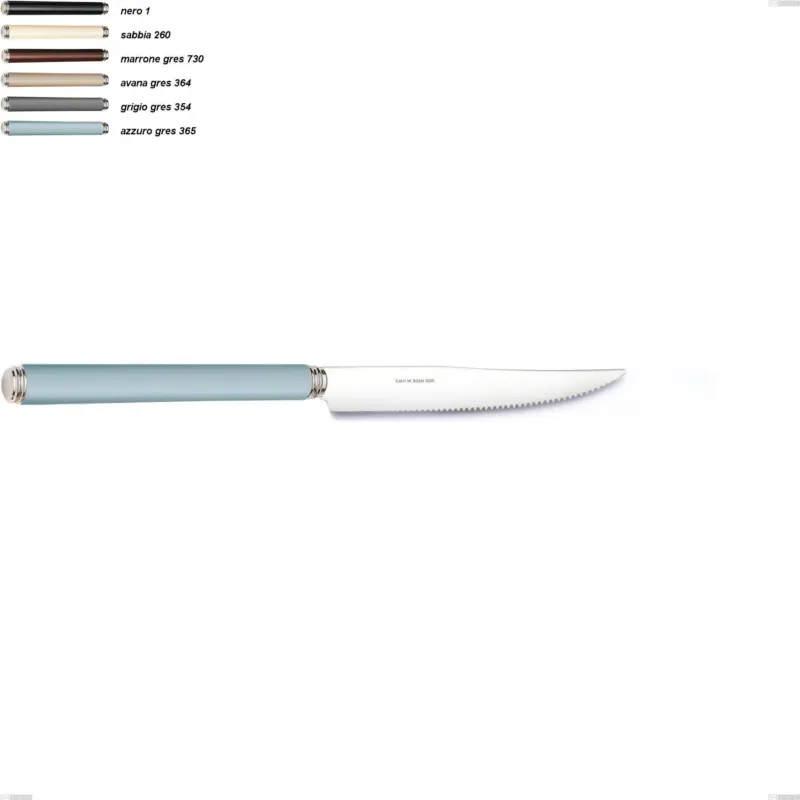 Coltello bistecca linea gres, acciaio 18/10 aisi 304 manici in acrilico, lunghezza 227 mm Eme Posaterie grigio gres 354 Bestseller